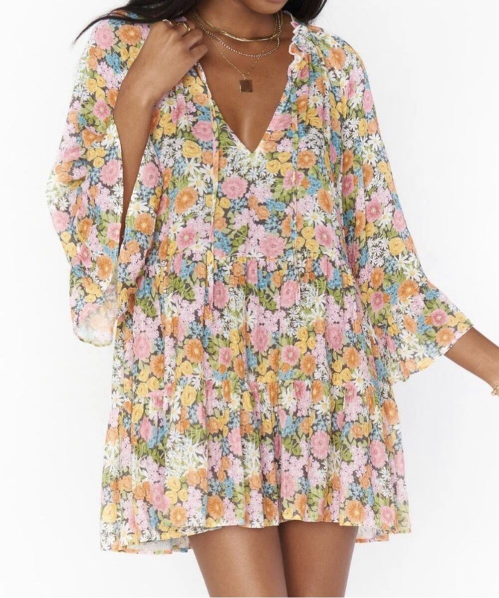 Show Me Your Mumu Viola Floral Mini Tiered Baby Doll Dress Size Medium